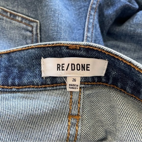 RE/DONE 70s Ultra High Rise Stove Pipe Denim Broken in Dark Straight Leg Jean 26 - Picture 9 of 12
